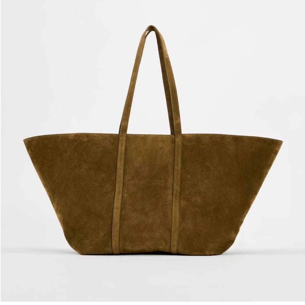 Zara Brown Suede Tote Bag